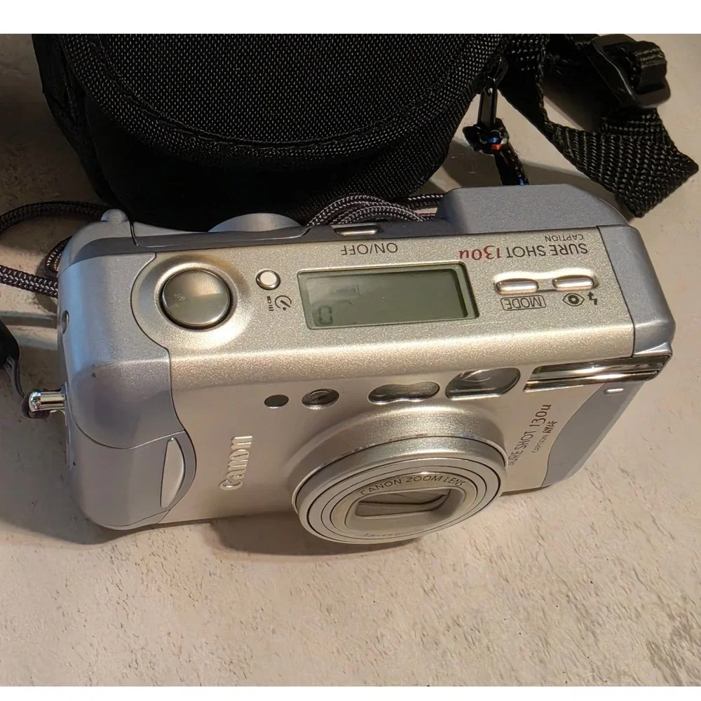 Canon Sure Shot 130u Caption AiAF 35mm Film Camera Silver with Case TESTED